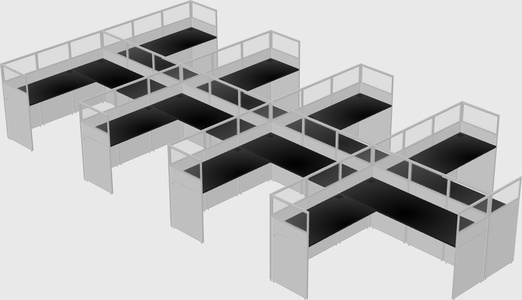 Shared l-shaped cubicle