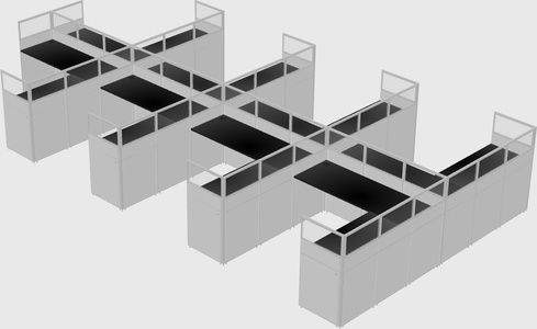 Shared l-shaped cubicle