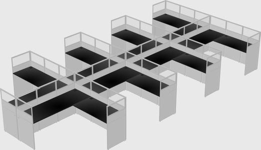 Shared l-shaped cubicle