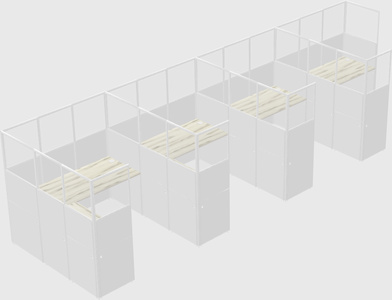 Shared l-shaped cubicle