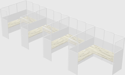 Shared l-shaped cubicle