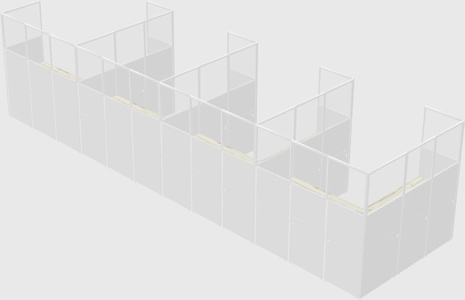 Shared l-shaped cubicle