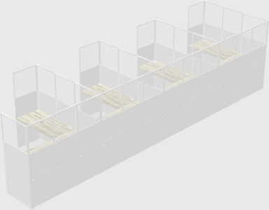 Shared l-shaped cubicle