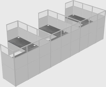 Shared l-shaped cubicle