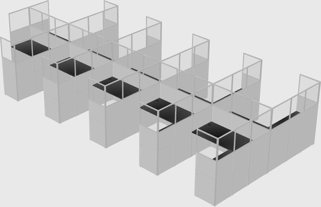 Shared l-shaped cubicle