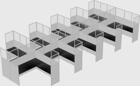 Shared l-shaped cubicle