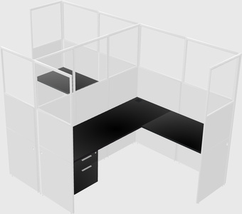 Shared l-shaped cubicle