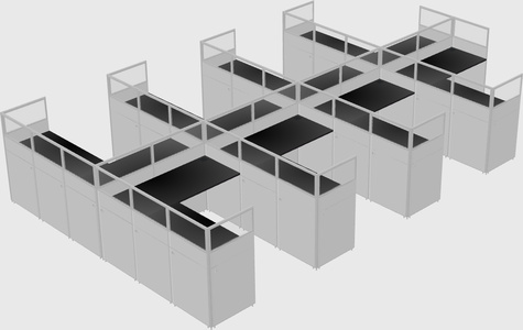 Shared l-shaped cubicle