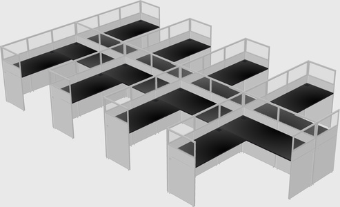 Shared l-shaped cubicle