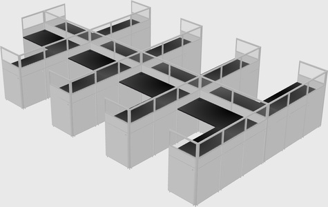 Shared l-shaped cubicle