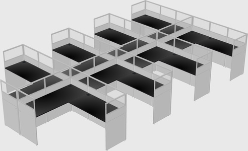 Shared l-shaped cubicle