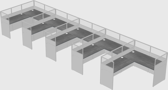Shared l-shaped cubicle