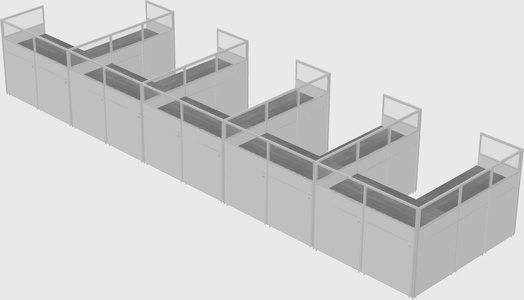 Shared l-shaped cubicle