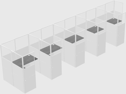 Shared l-shaped cubicle