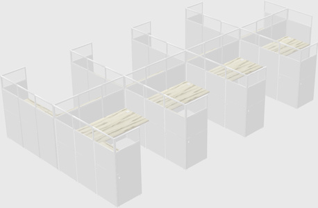 Shared l-shaped cubicle