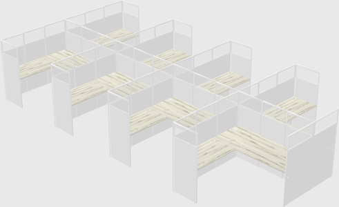 Shared l-shaped cubicle