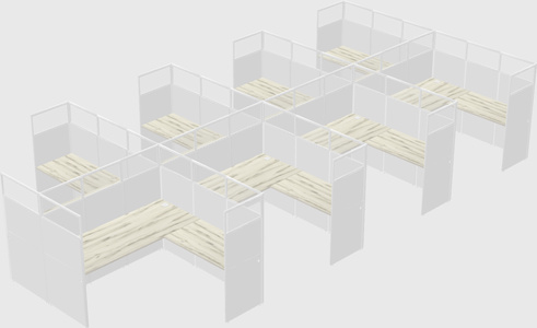 Shared l-shaped cubicle