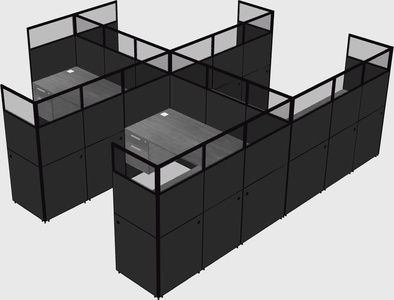 Shared l-shaped cubicle