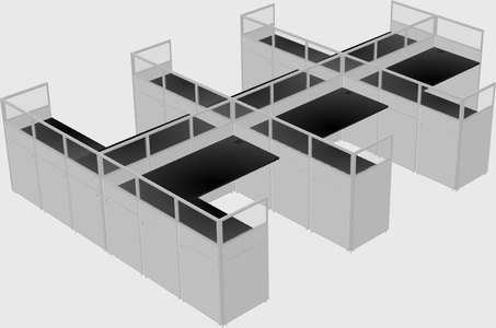 Shared l-shaped cubicle
