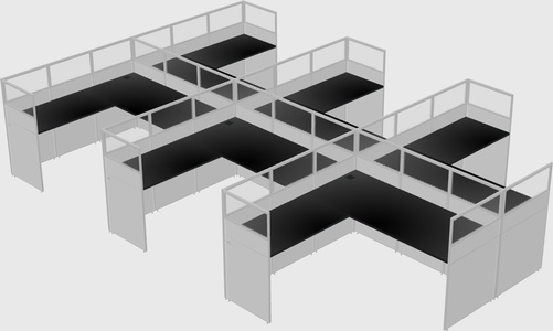 Shared l-shaped cubicle