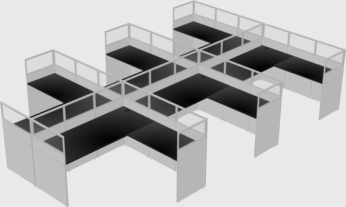 Shared l-shaped cubicle