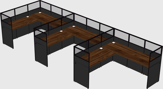 Shared l-shaped cubicle