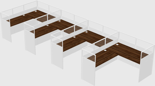 Shared l-shaped cubicle