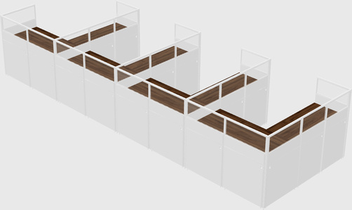 Shared l-shaped cubicle