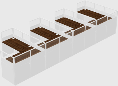 Shared l-shaped cubicle