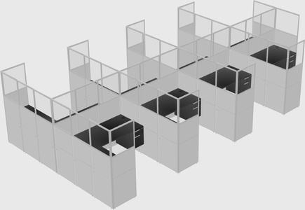 Shared l-shaped cubicle