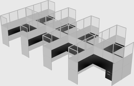 Shared l-shaped cubicle