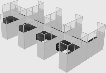 Shared l-shaped cubicle