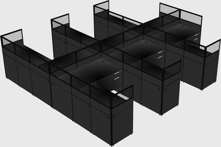 Shared l-shaped cubicle