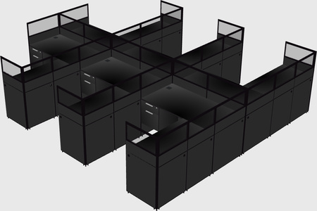 Shared l-shaped cubicle
