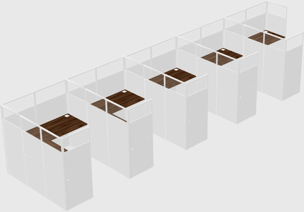 Shared l-shaped cubicle