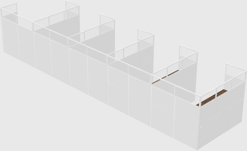 Shared l-shaped cubicle