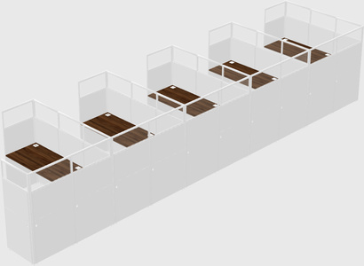 Shared l-shaped cubicle