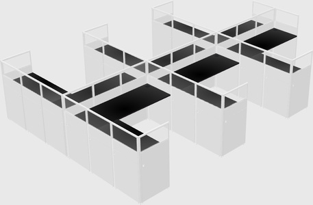 Shared l-shaped cubicle