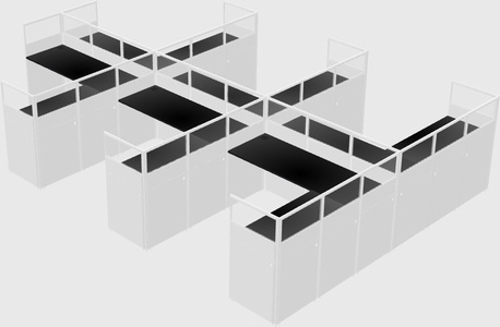 Shared l-shaped cubicle