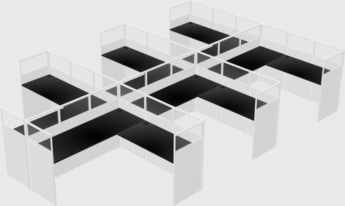 Shared l-shaped cubicle