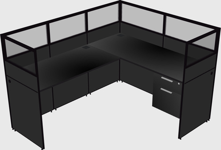 Shared l-shaped cubicle
