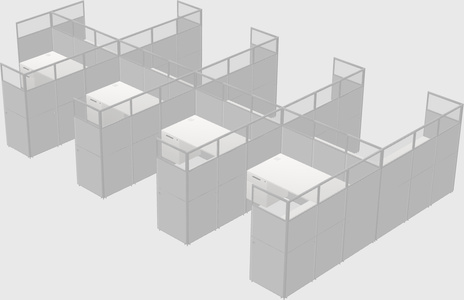 Shared l-shaped cubicle