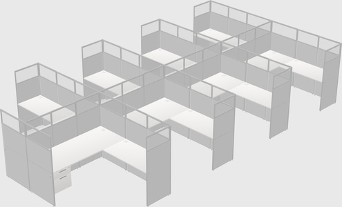 Shared l-shaped cubicle