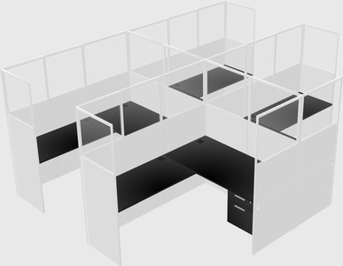 Shared l-shaped cubicle