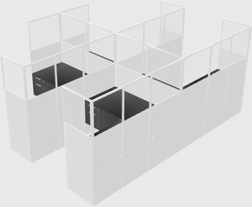 Shared l-shaped cubicle