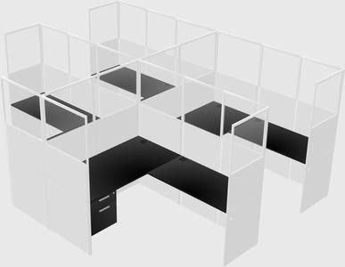 Shared l-shaped cubicle