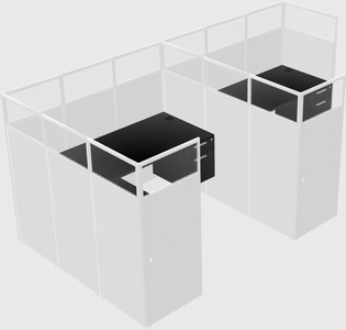 Shared l-shaped cubicle