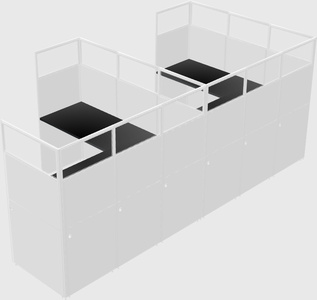 Shared l-shaped cubicle
