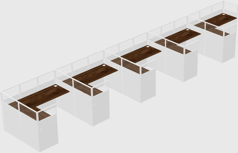 Shared l-shaped cubicle