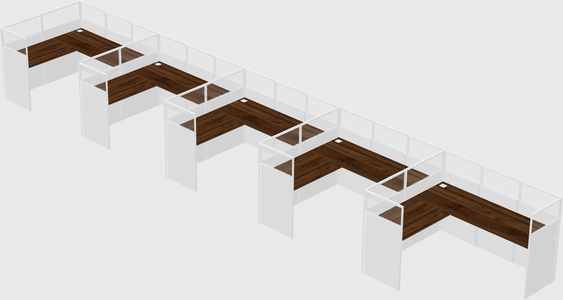 Shared l-shaped cubicle